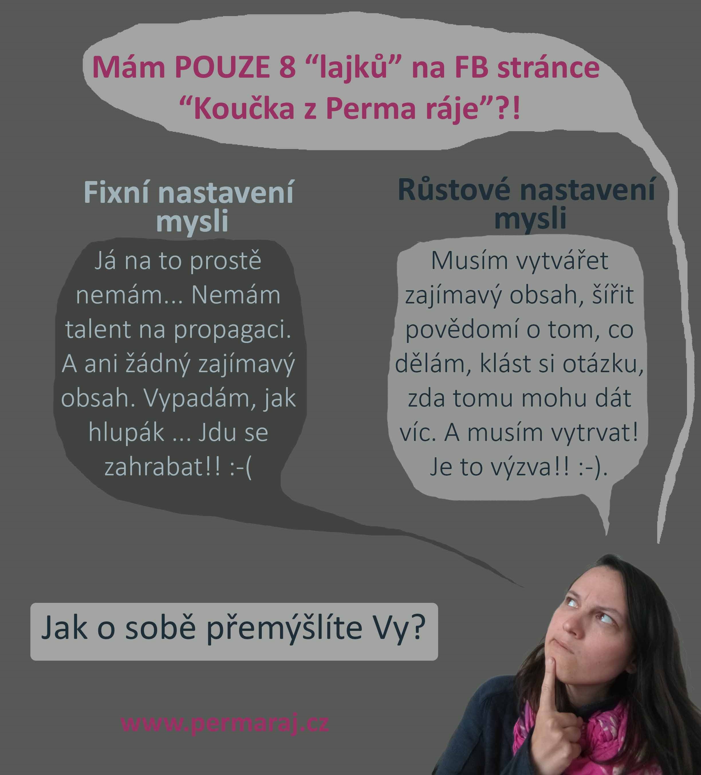 Žena, která si vybírá mezi fixním a růstovým nastevením mysli